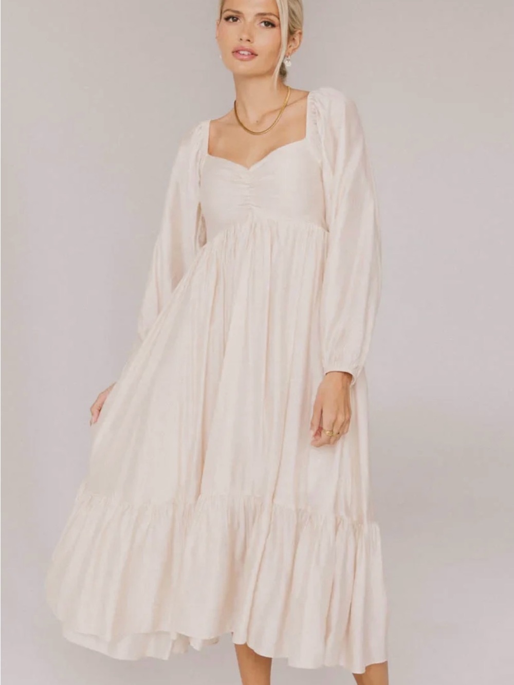 bohme Cream Long Sleeve Maxi Dress